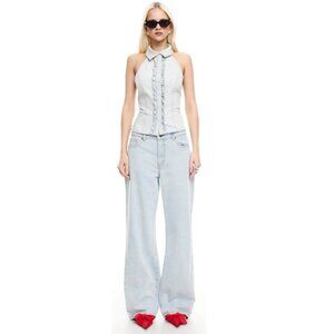 Lioness Afterglow Halter Top XXS, Color: Light Denim